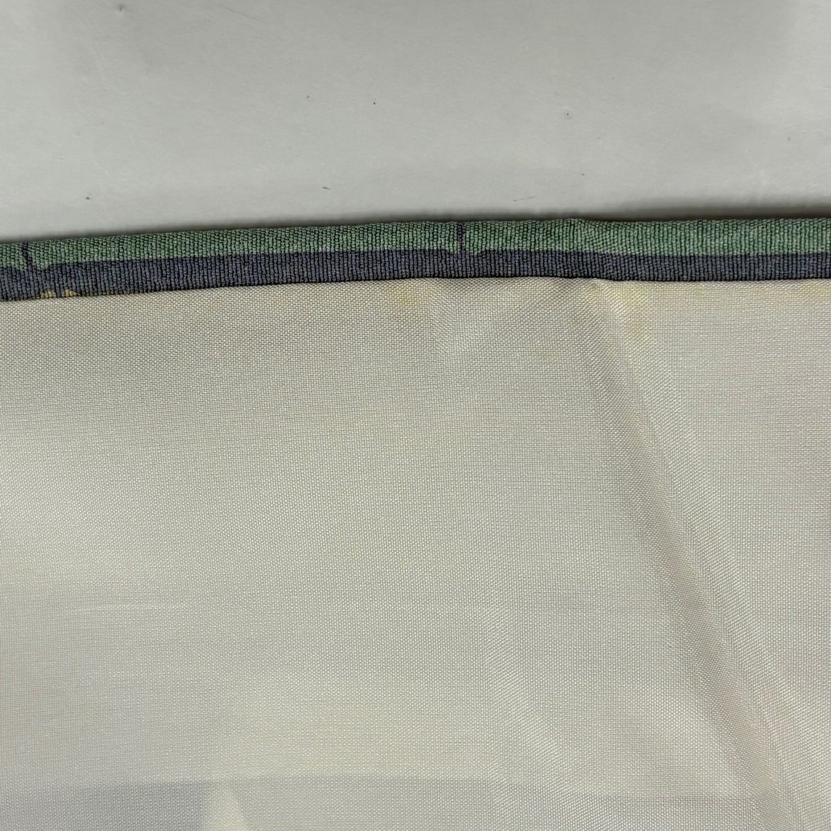 訪問服 身長157.5cm 袖長61.5cm S 雙層 落款 竹子條紋 兔子 灰綠 純蠶絲 優品級