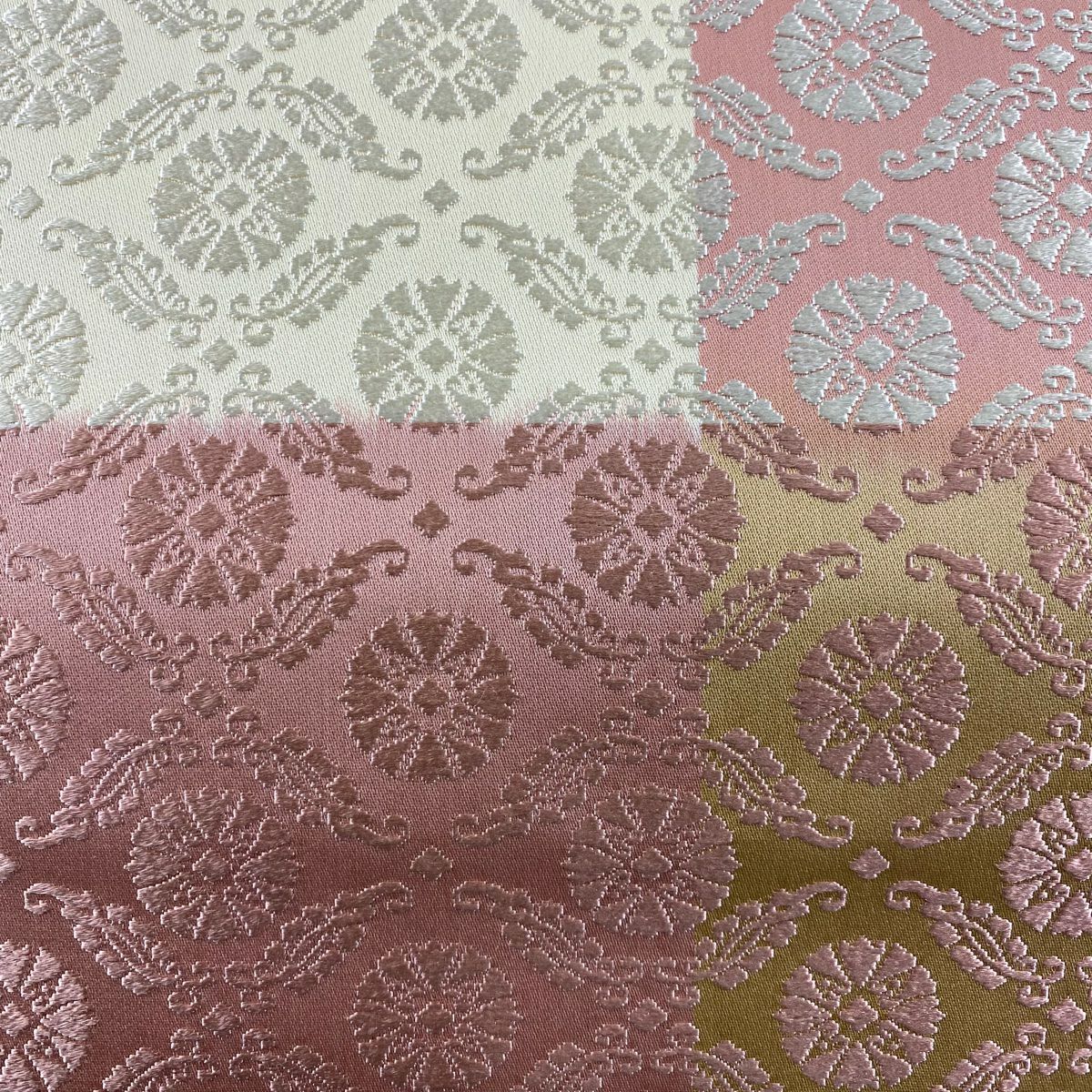 【美品】 袋帶 秀品級 花 刺繡 米色 全通 純蠶絲