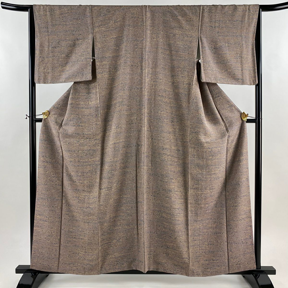 小紋 身長159.5cm 袖長65.5cm M 雙層 幾何學圖案 灰紫 純蠶絲 優品級