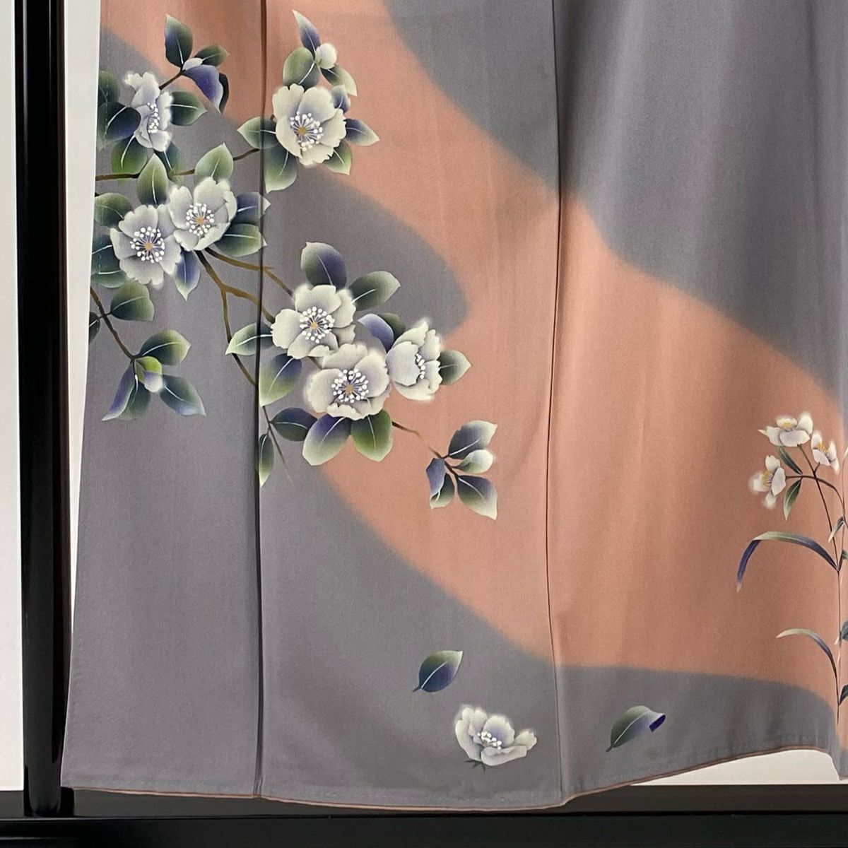 訪問服 身長157cm 袖長65cm M 雙層 枝花 染分 金彩裝飾 粉紅 純蠶絲 秀品級