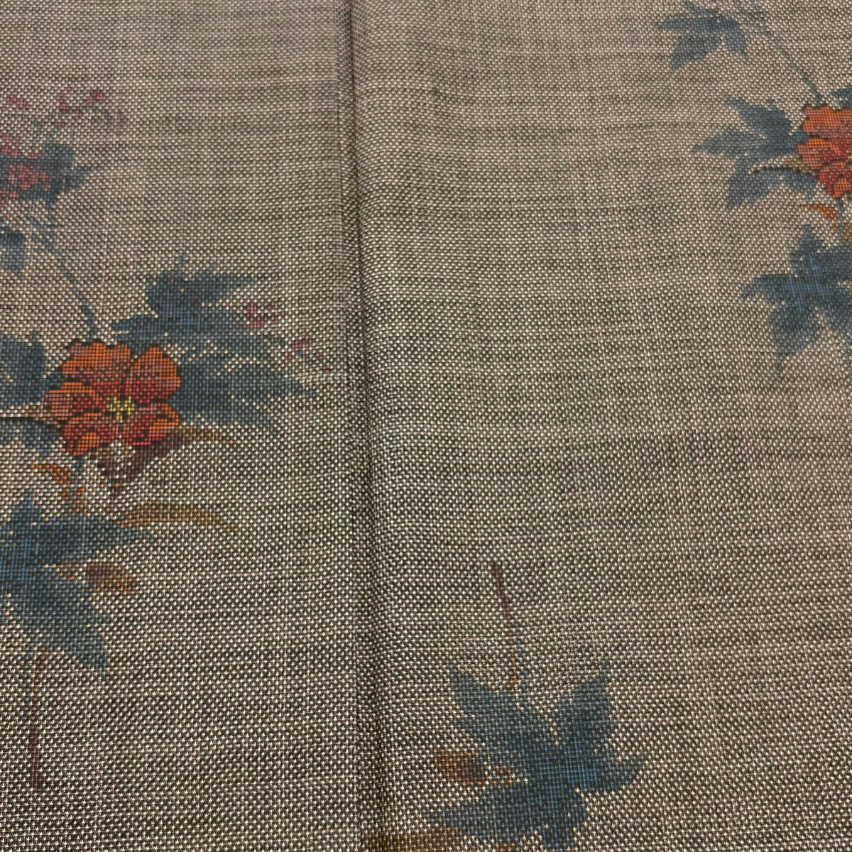 【美品】 紬織織 身長160cm 袖長66cm M 雙層 枝花 焦茶 純蠶絲 秀品級