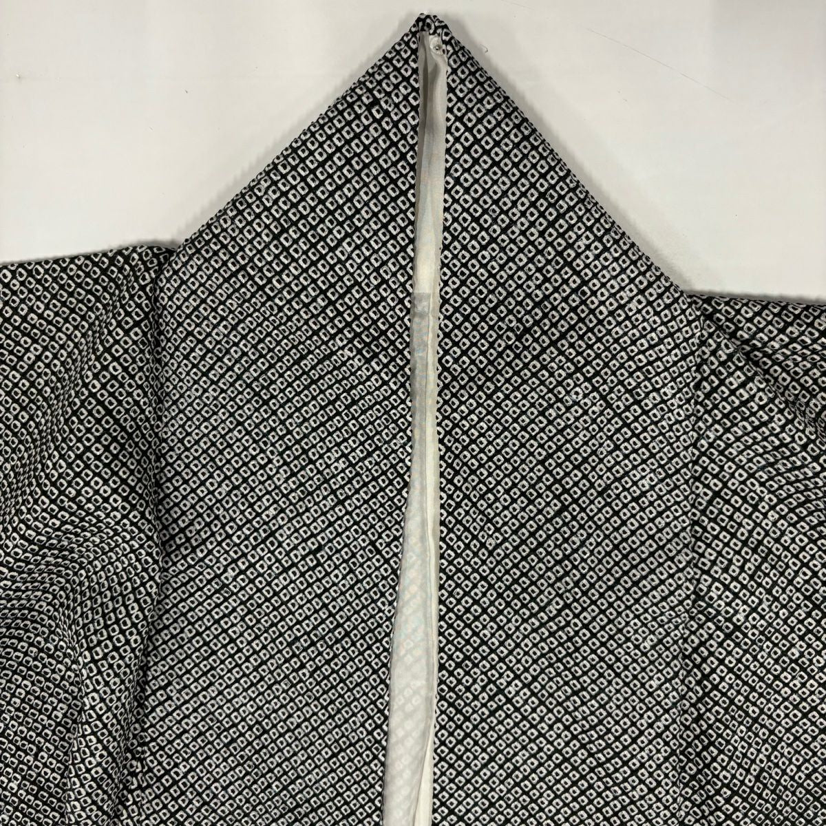 【美品】 付下 身長164.5cm 袖長65cm M 雙層 青海波 七寶紋 絞染 黑 純蠶絲 名品級