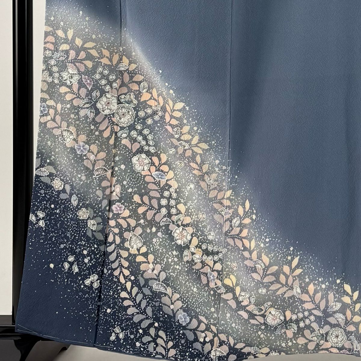 付下 身長163cm 袖長62.5cm S 雙層 翠山工房 有落款 辻花染 漸層 青灰 純蠶絲 名品級