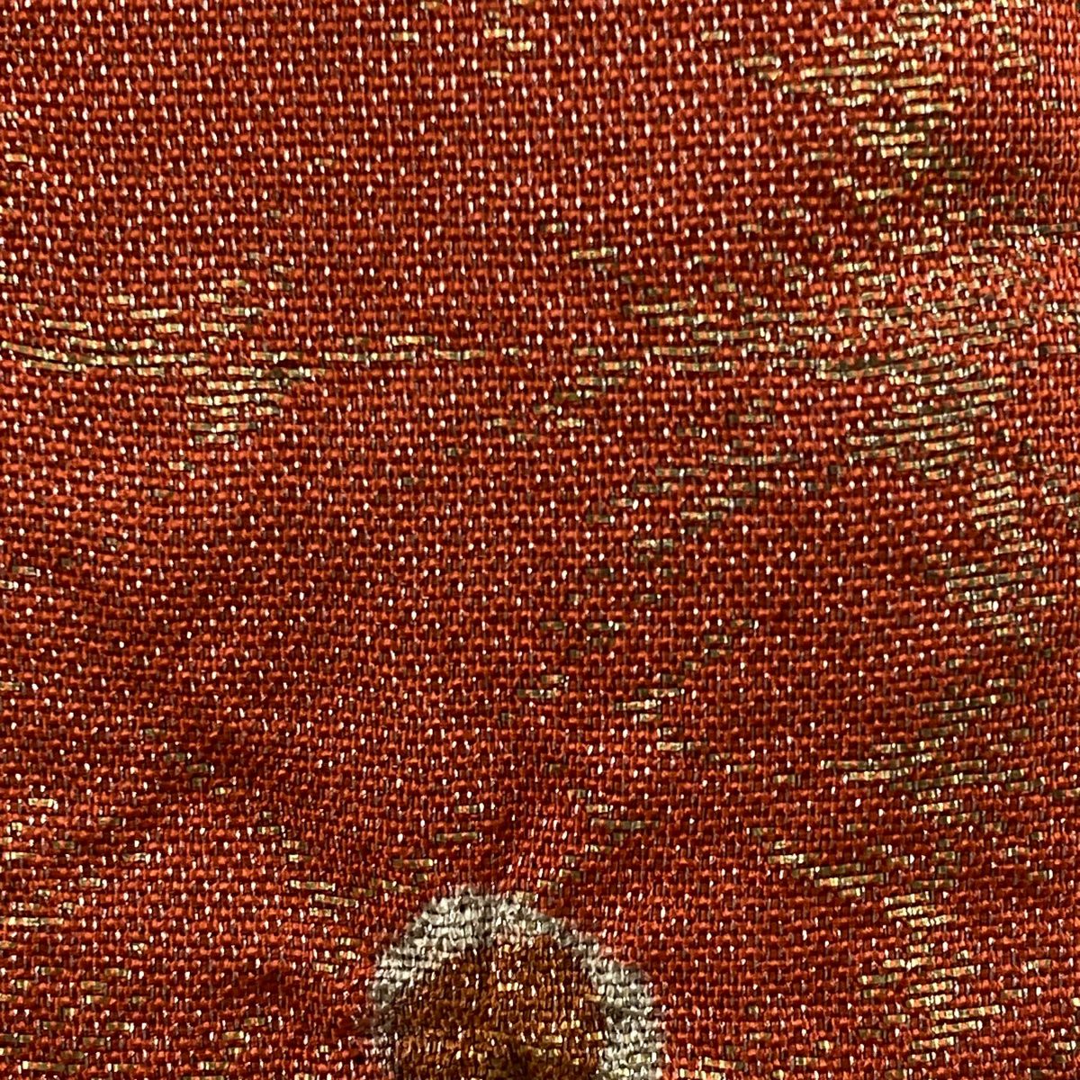 【美品】 袋帶 名品級 辻花染 銀糸 金金箔 朱 深紅色 お太鼓柄 純蠶絲