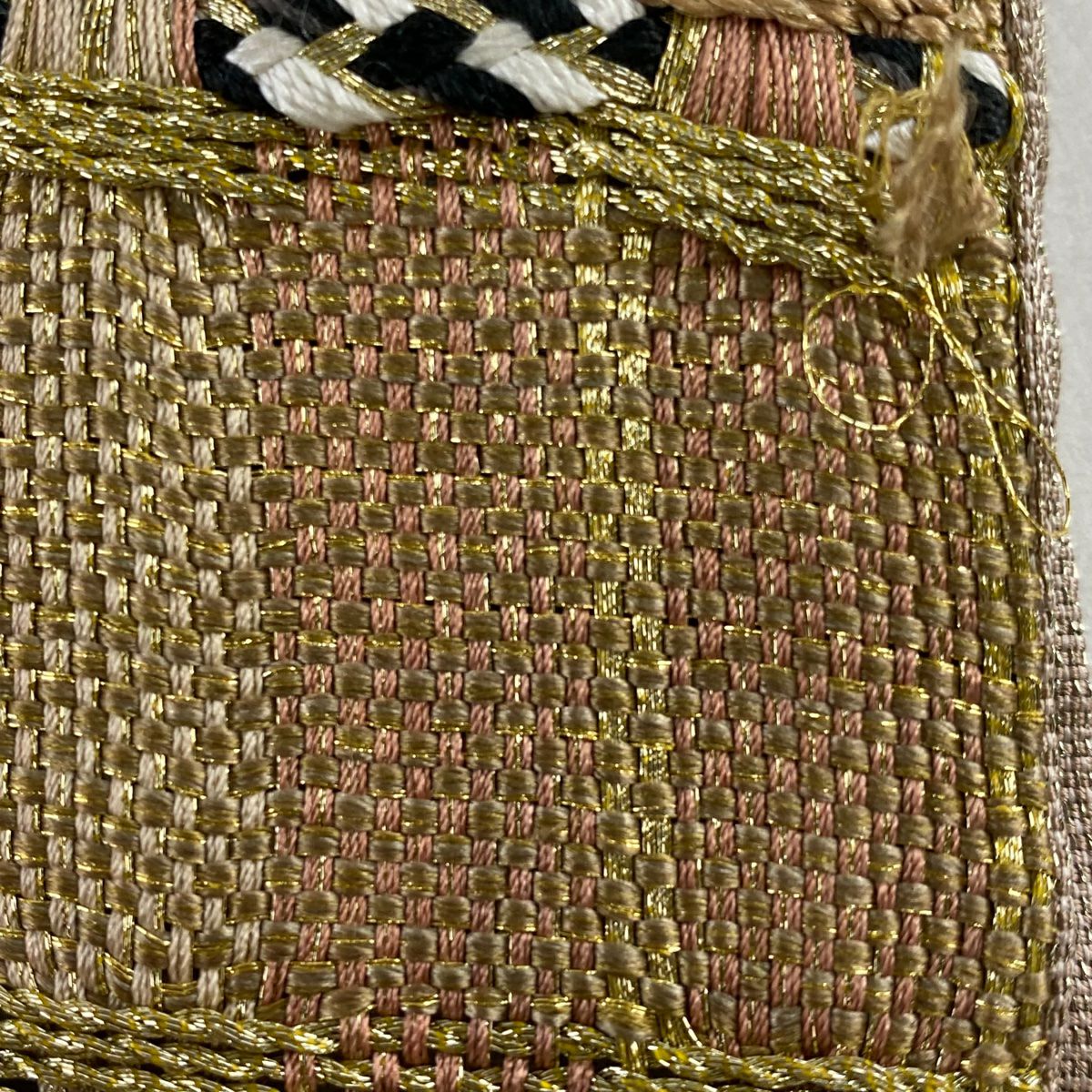 袋帶 名品級 條紋 金絲 淺茶 素色 正蠶絲