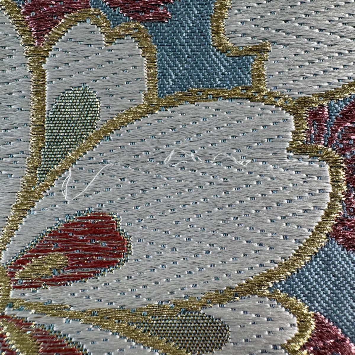【美品】 袋帶 名品級 華繧繝 振袖禮服禮服用 櫻花 雪輪 金銀彩 唐織 水色 六通 純蠶絲