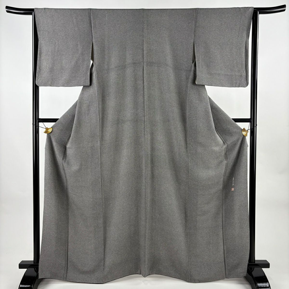 江戶小紋 身長166cm 袖長64cm M 雙層 落款  geometric 灰 純蠶絲 名品級