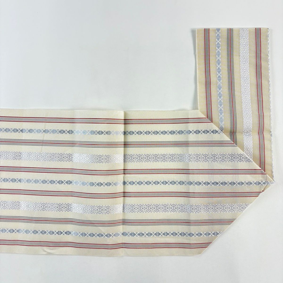名古屋帶 逸品級 證書齊全 博多織 夏帶 紗 松樹葉仕立 八寸名古屋帶 献上紋 豇豆色 純蠶絲