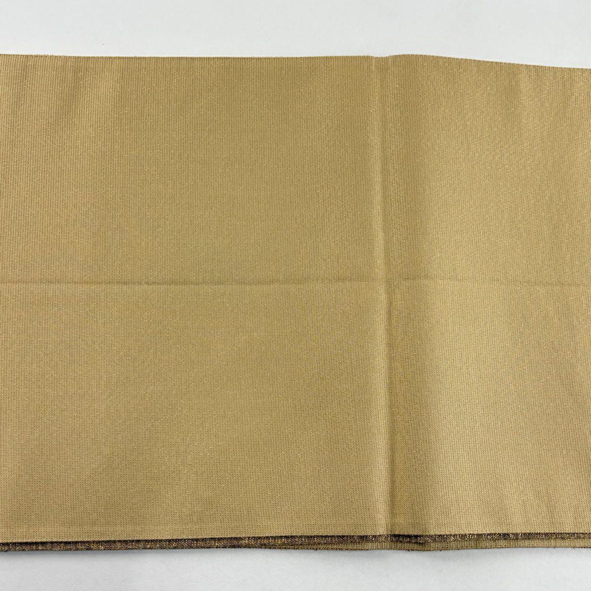 【美品】 袋帶 秀品級 段紋 幾何圖案 金絲 綴織 金茶色 大鼓圖案 純蠶絲