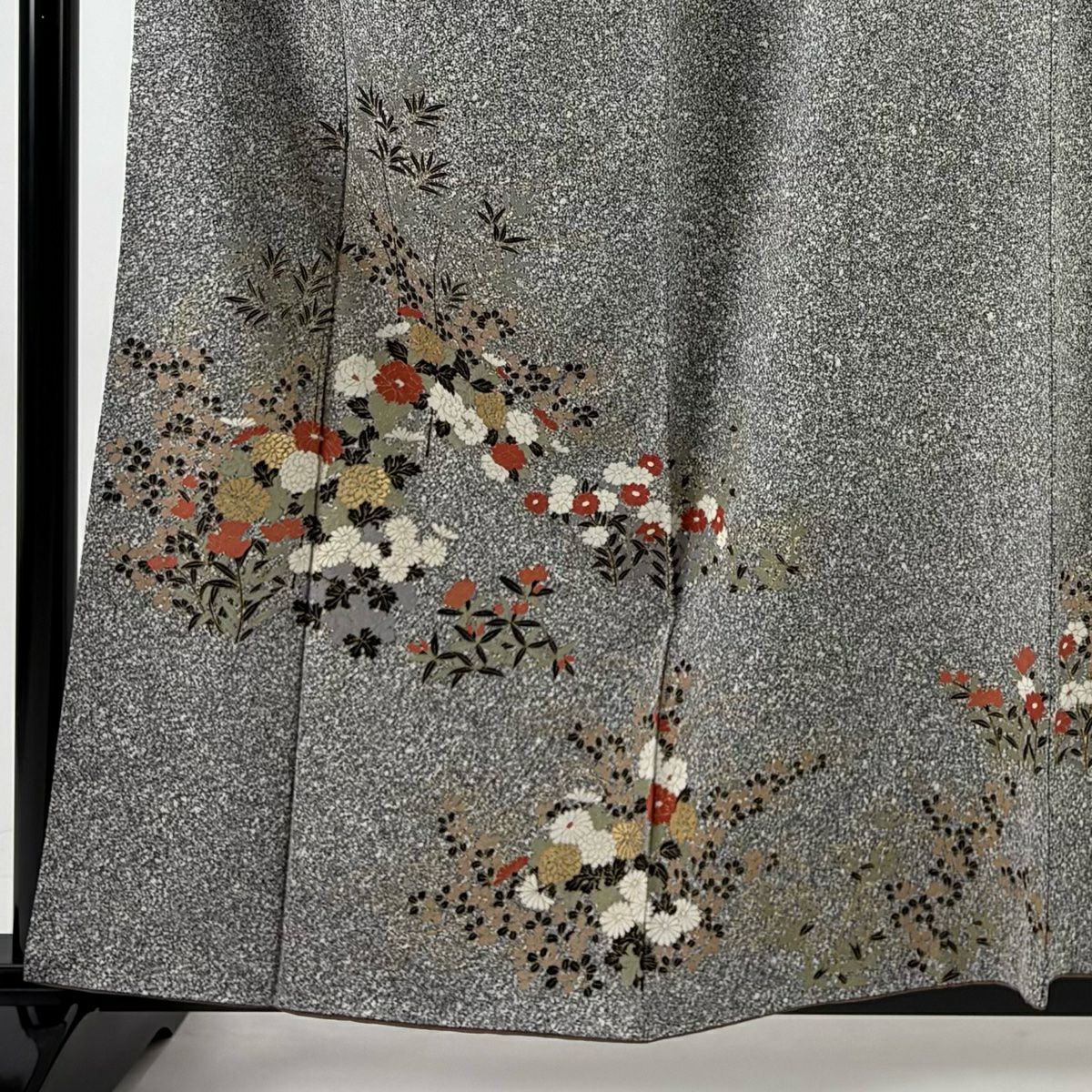 訪問服 身長158.5cm 袖長61cm S 雙層 秋草 金銀彩 灰 純蠶絲 秀品級