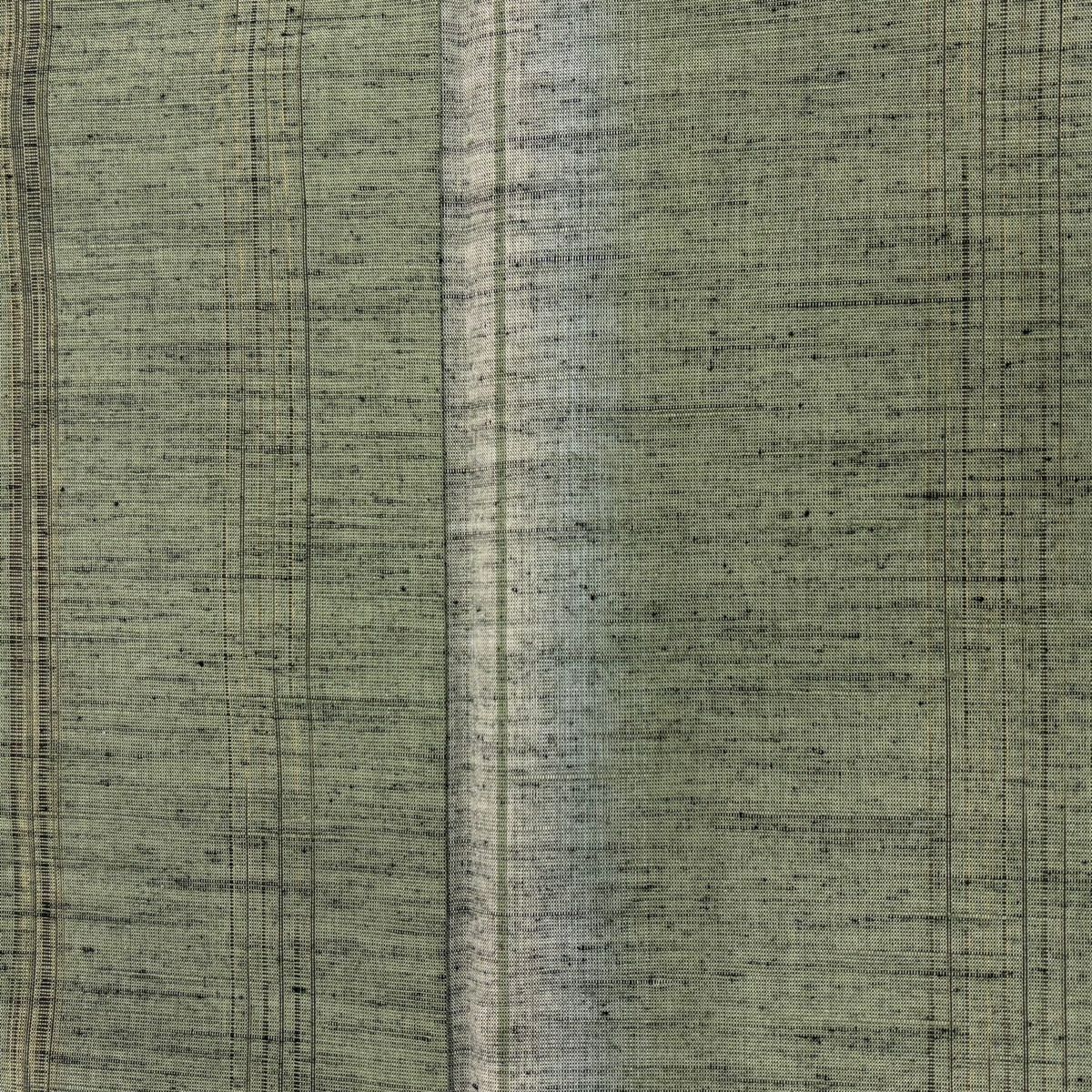 紬織 身長155.5cm 袖長64.5cm M 雙層 縱條 灰綠 純蠶絲 秀品級