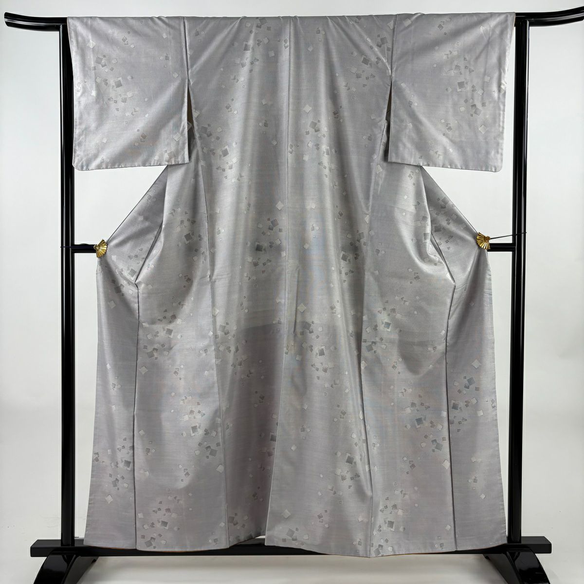紬織 身長157.5cm 袖長63.5cm S 雙層 金金箔散佈 灰紫 純蠶絲 優品級