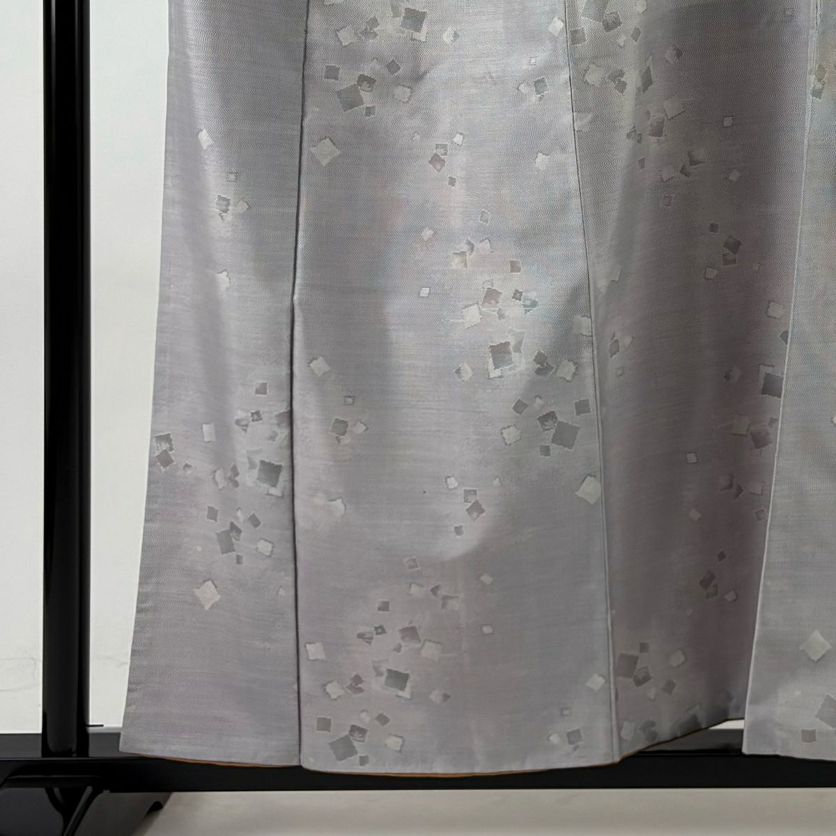 紬織 身長157.5cm 袖長63.5cm S 雙層 金金箔散佈 灰紫 純蠶絲 優品級