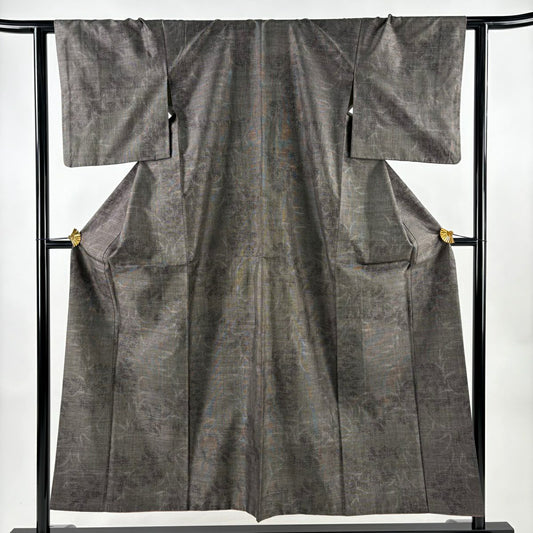 紬織 身長151.5cm 袖長62cm S 雙層 枝葉 輪廓 焦茶 純蠶絲 秀品級