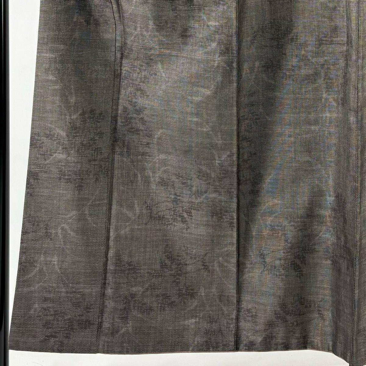 紬織 身長151.5cm 袖長62cm S 雙層 枝葉 輪廓 焦茶 純蠶絲 秀品級