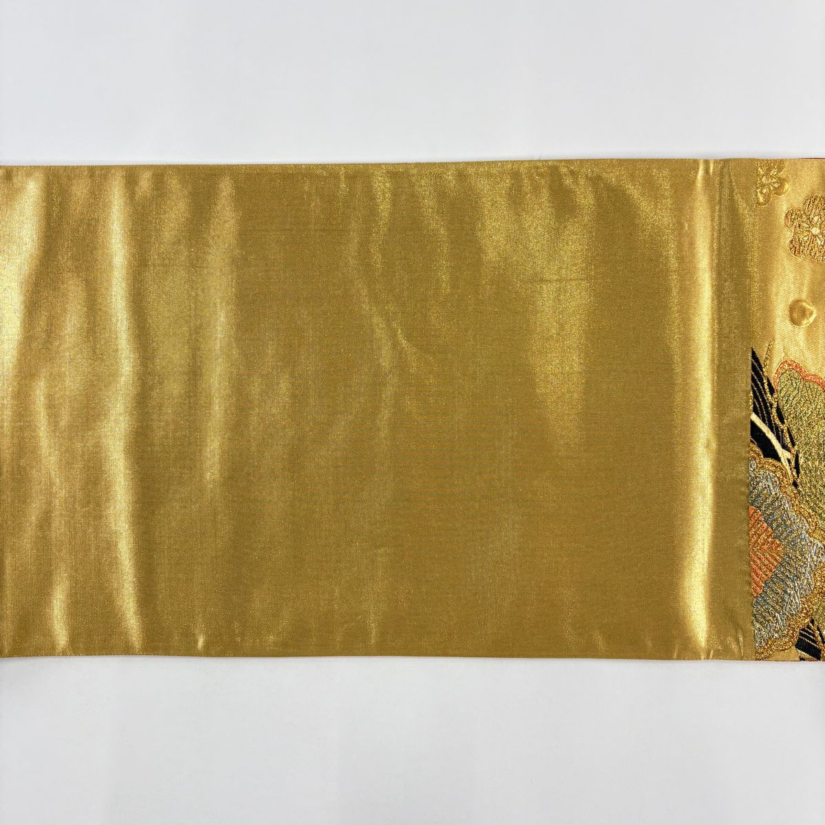 【美品】 袋帶 秀品級 松樹梅花 波 金絲 金金箔 金 六通 純蠶絲