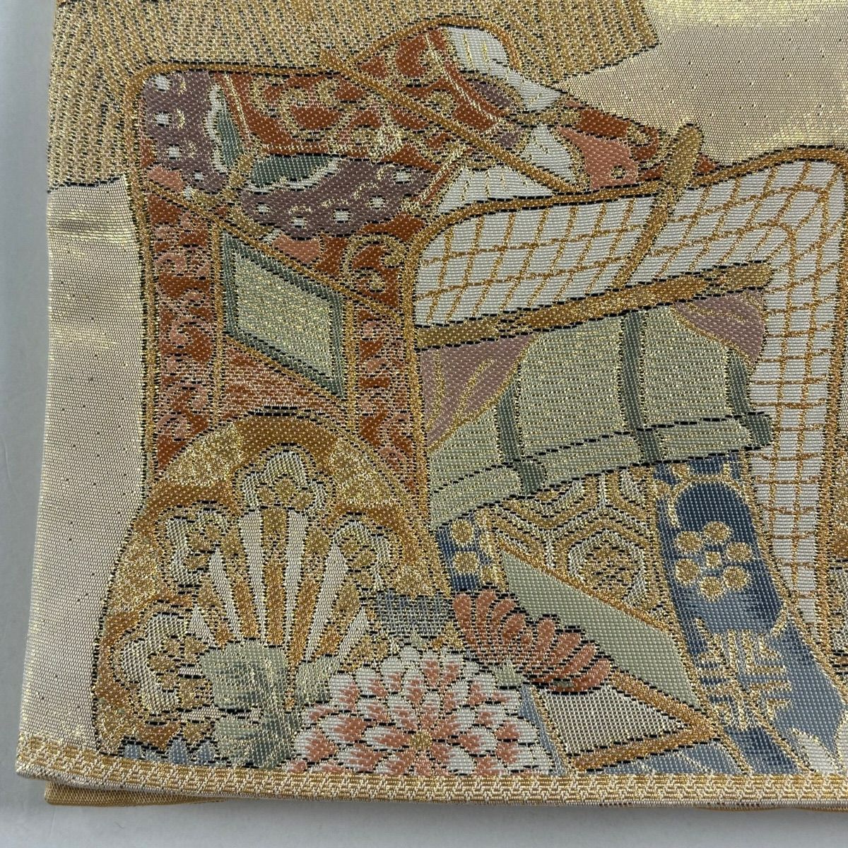 袋帶 秀品級 人物 御所車 金金箔 金絲 金 六通 純蠶絲