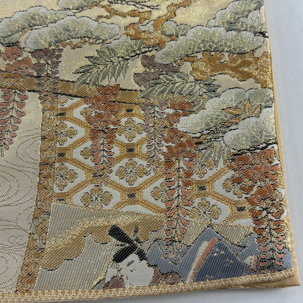 袋帶 秀品級 人物 御所車 金金箔 金絲 金 六通 純蠶絲