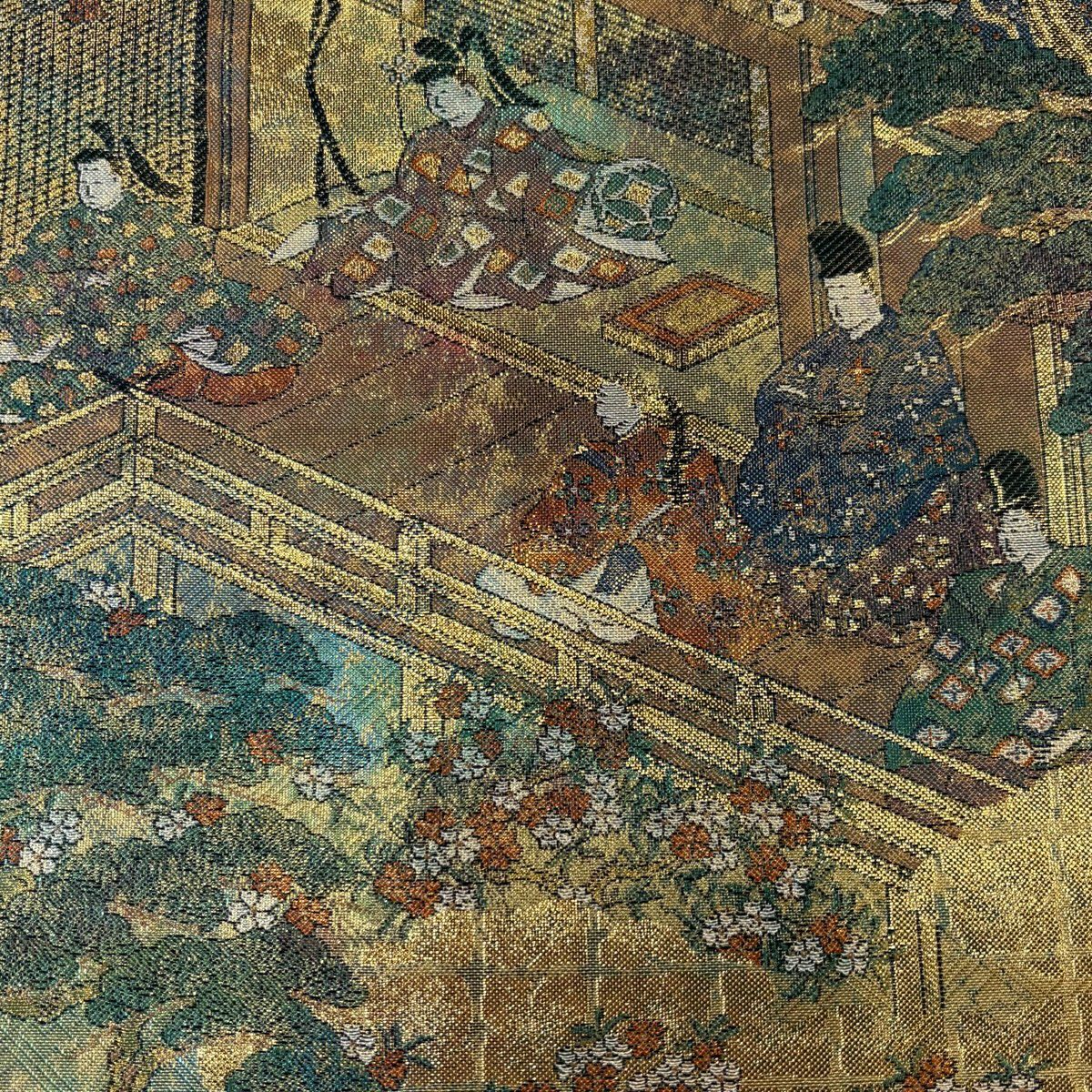 【美品】 袋帶 秀品級 人物 雪輪 金金箔 金色 六通 純蠶絲