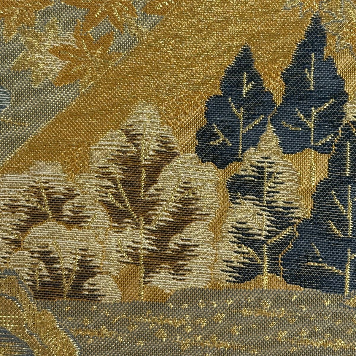 袋帶 秀品級 山峦 松樹 金絲 金金箔 金 六通 純蠶絲