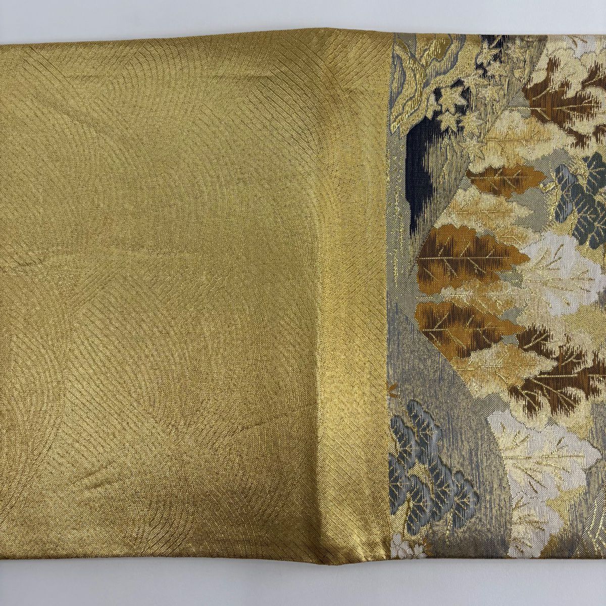 袋帶 秀品級 山峦 松樹 金絲 金金箔 金 六通 純蠶絲