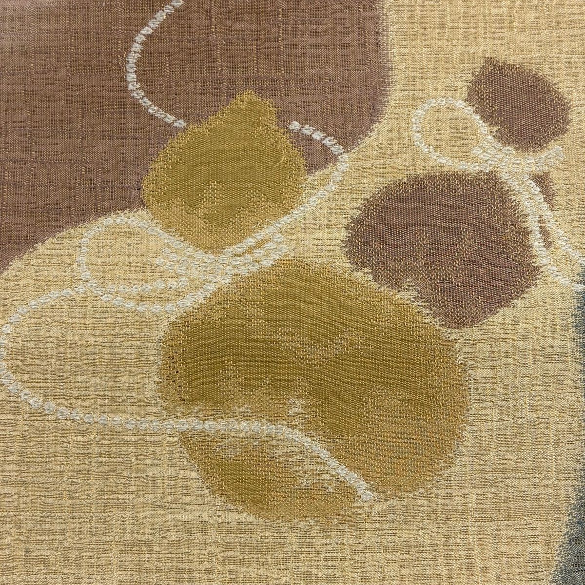 袋帶 秀品級 瓢箪 金絲 灰綠 お太鼓圖案 純蠶絲