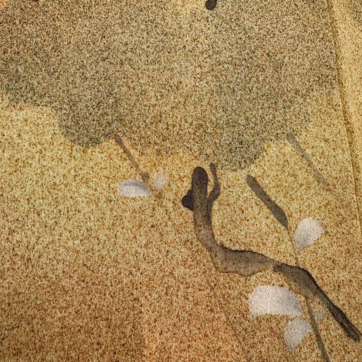 【美品】 小紋 身長159.5cm 袖長62.5cm S 雙層 枝花 雲紋 漸層 薄茶 純蠶絲 優品級