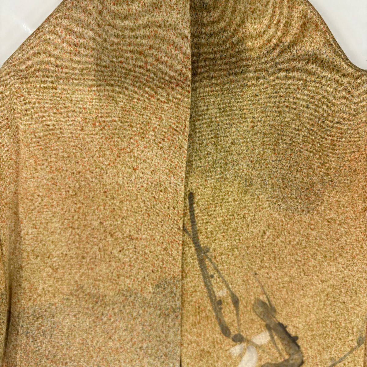 【美品】 小紋 身長159.5cm 袖長62.5cm S 雙層 枝花 雲紋 漸層 薄茶 純蠶絲 優品級