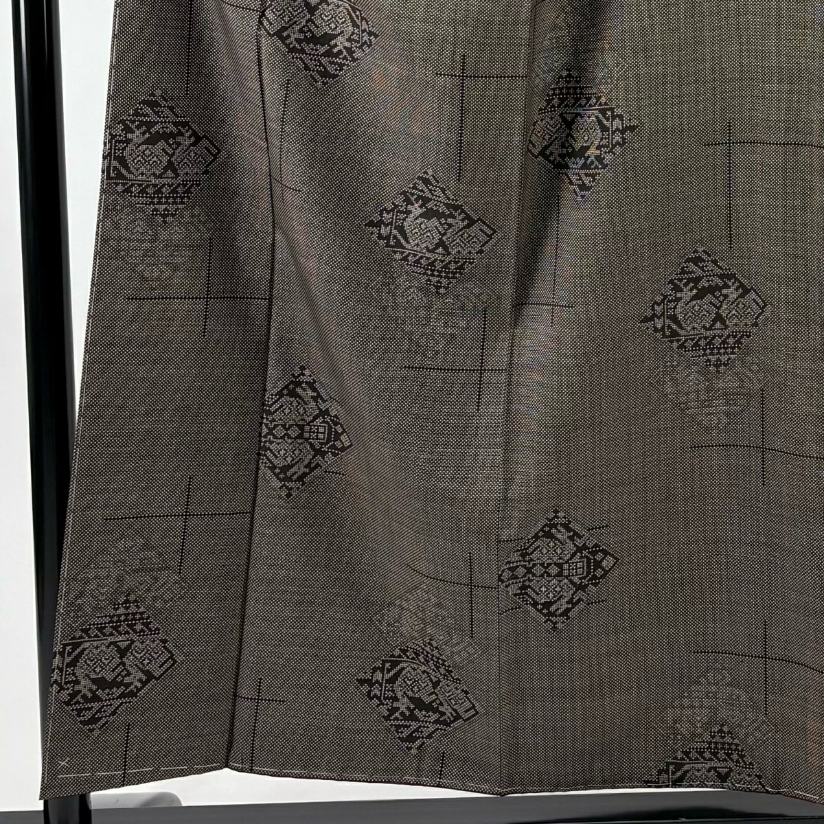 【美品】 紬織 身長155.5cm 袖長62cm S 雙層 有栖川文 菱 焦茶 純蠶絲 秀品級