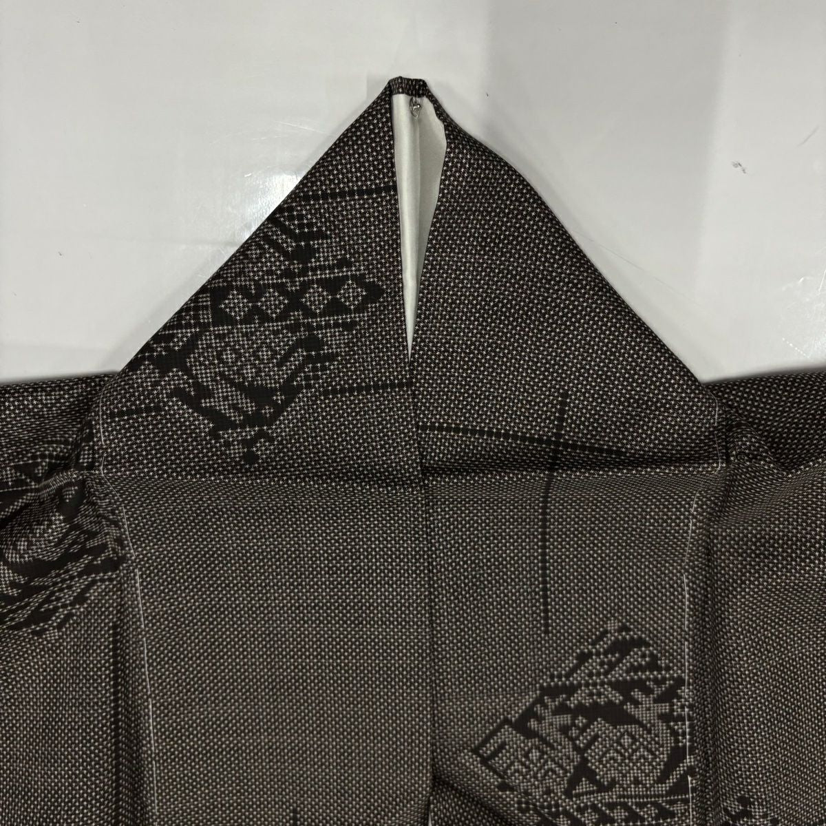 【美品】 紬織 身長155.5cm 袖長62cm S 雙層 有栖川文 菱 焦茶 純蠶絲 秀品級