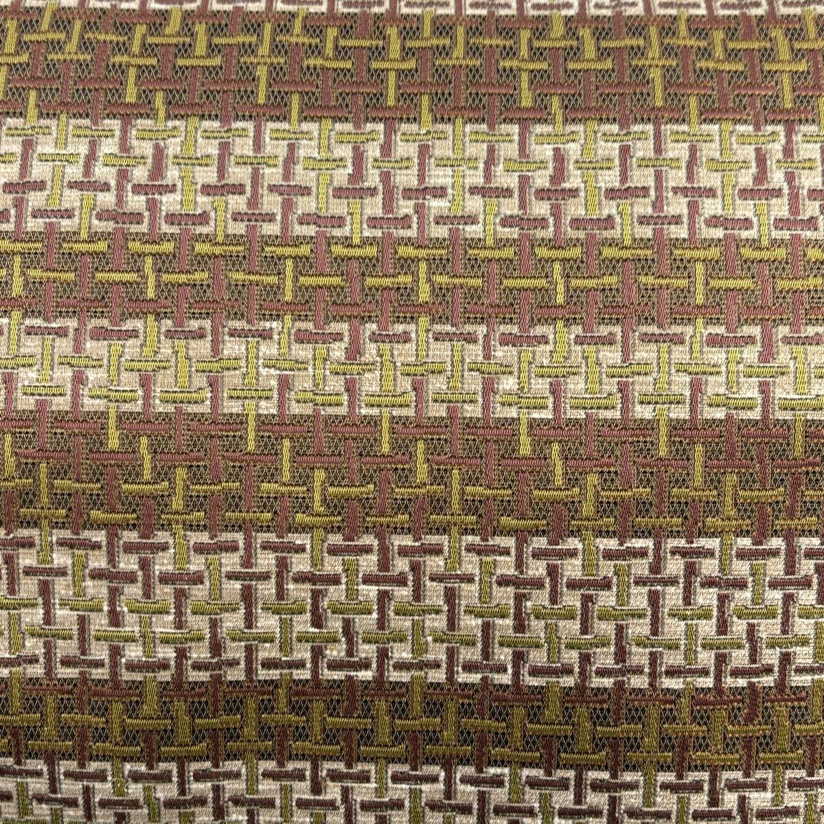 【美品】 名古屋帶 秀品級 幾何學 小豆 純蠶絲