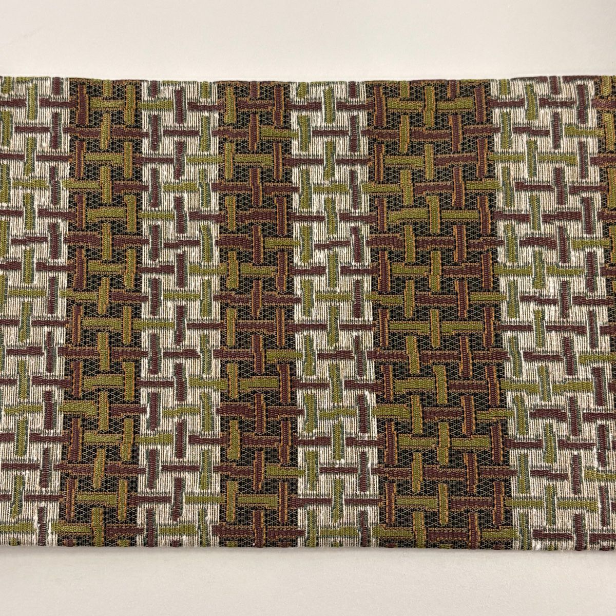【美品】 名古屋帶 秀品級 幾何學 小豆 純蠶絲