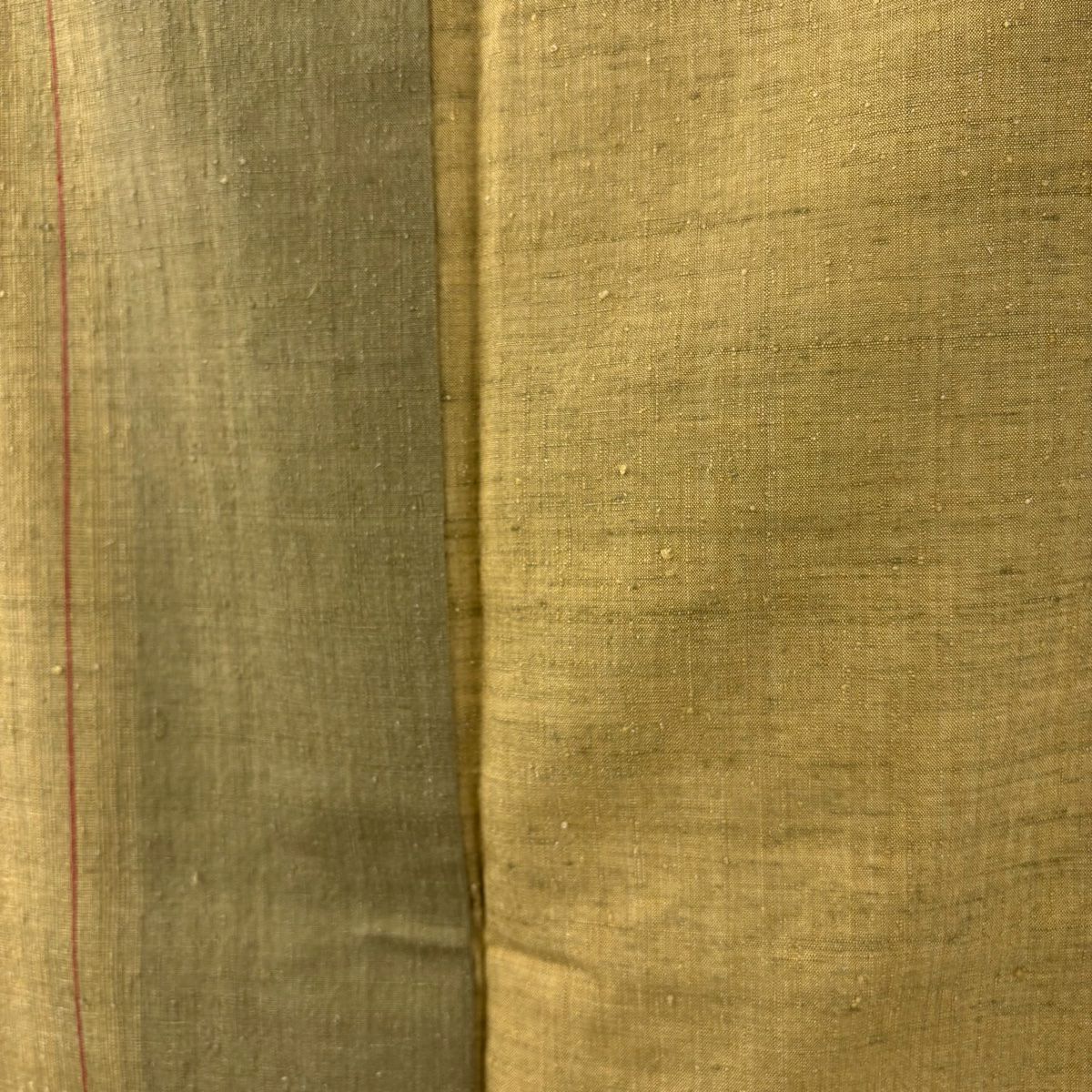 【美品】結城紬織 身長155cm 袖長64cm M 雙層 本場結城紬織 奥順 縞 黃土 純蠶絲 逸品級