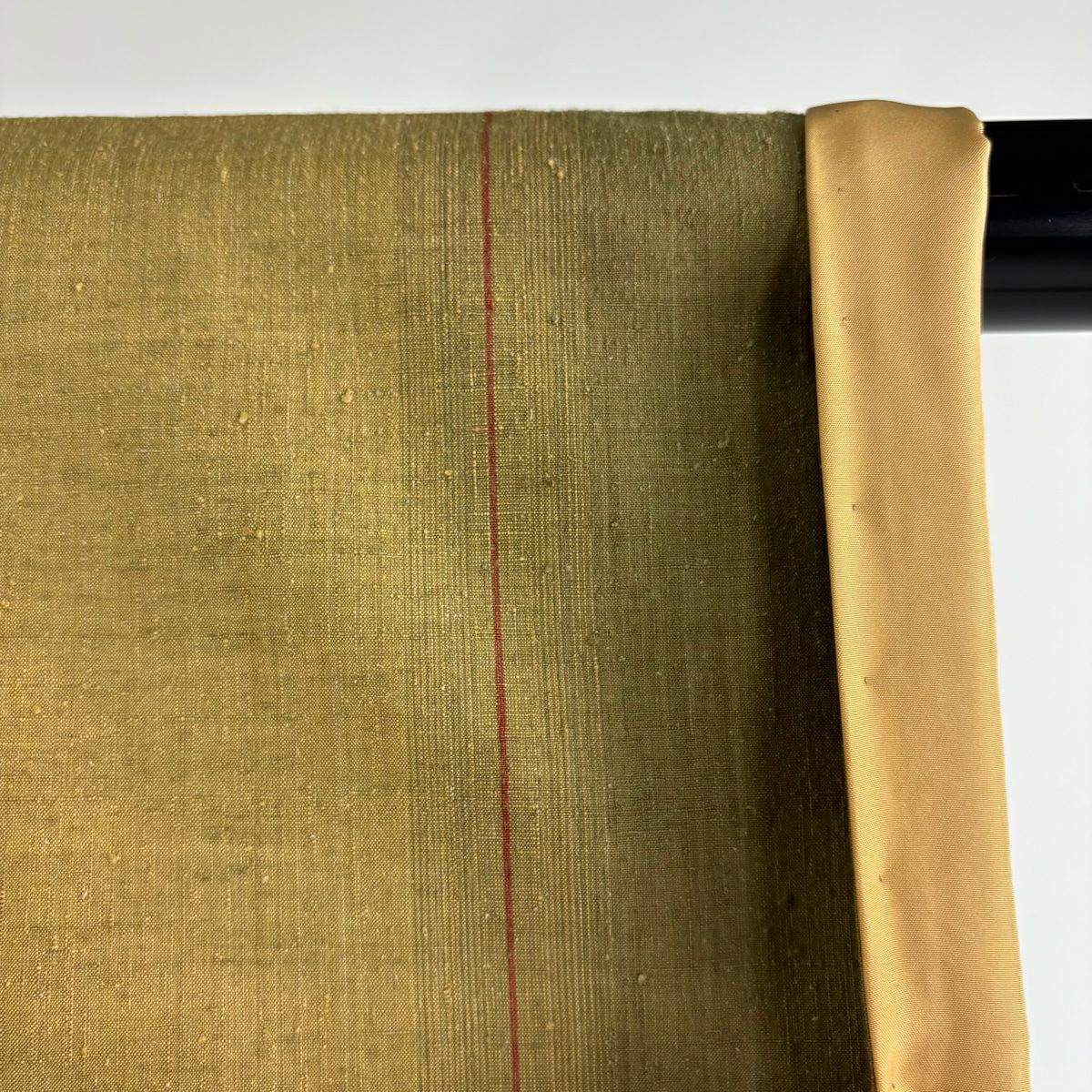 【美品】結城紬織 身長155cm 袖長64cm M 雙層 本場結城紬織 奥順 縞 黃土 純蠶絲 逸品級