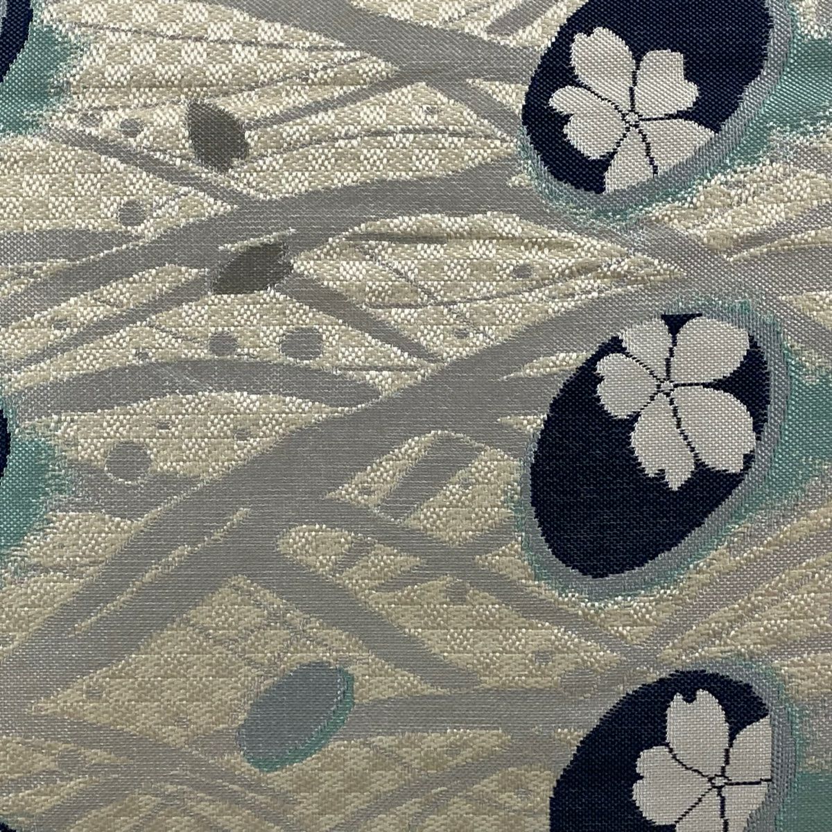 【美品】 袋帶 秀品級 樱花 露芝 奶油 六通 純蠶絲
