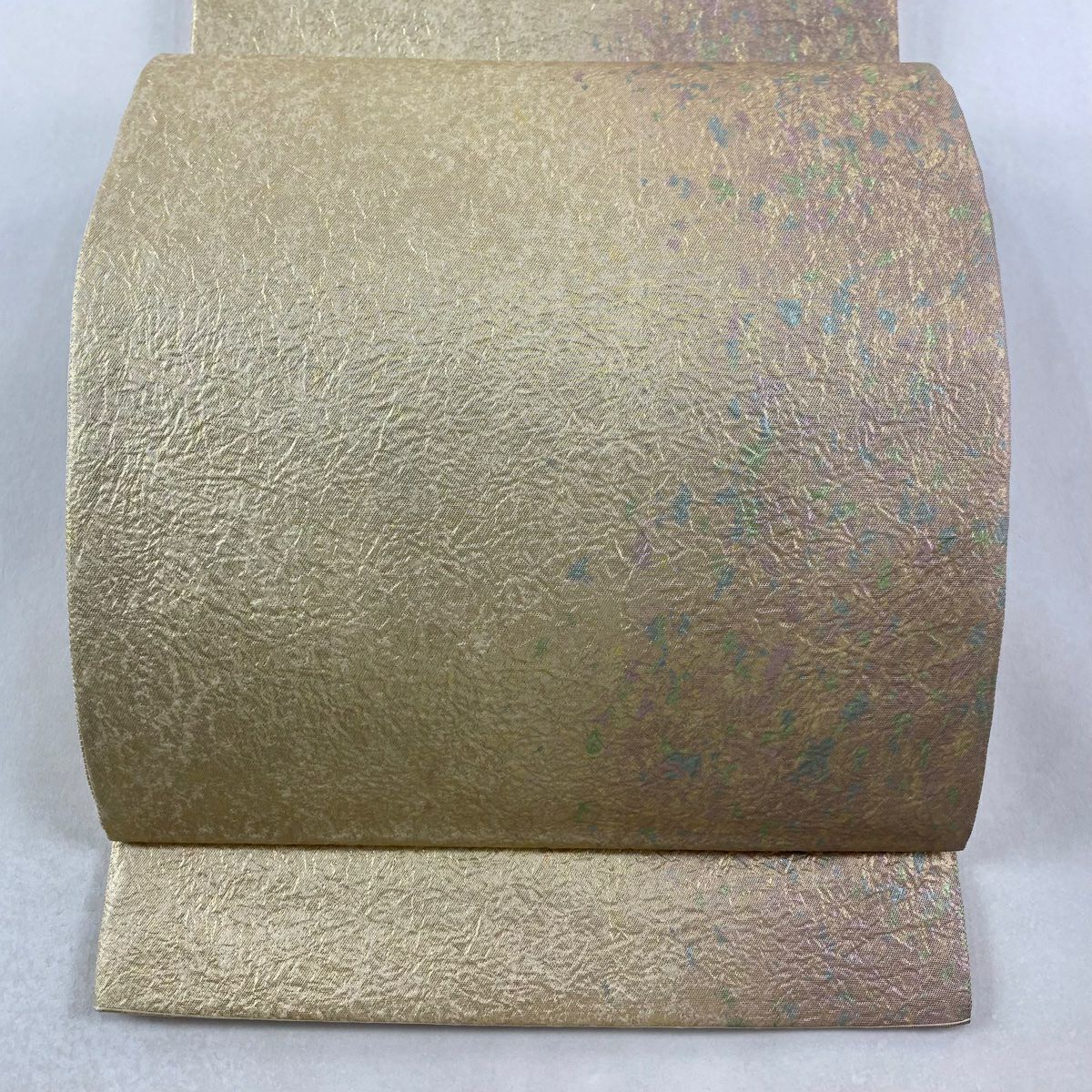 【美品】 袋帶 秀品級 幾何學 金金箔 金色 六通 純蠶絲