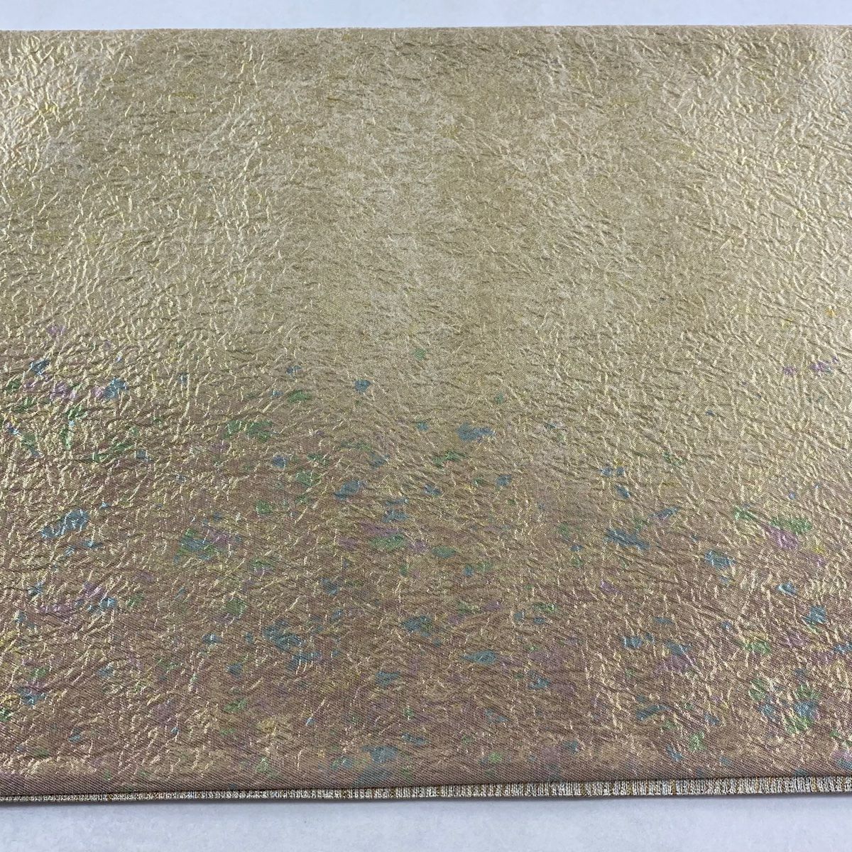 【美品】 袋帶 秀品級 幾何學 金金箔 金色 六通 純蠶絲