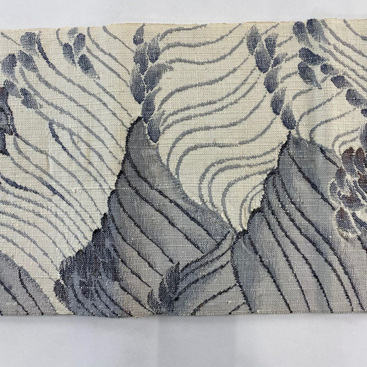 名古屋帶 秀品級 松樹葉仕立 雙層八寸名古屋帶 奶油色 純蠶絲