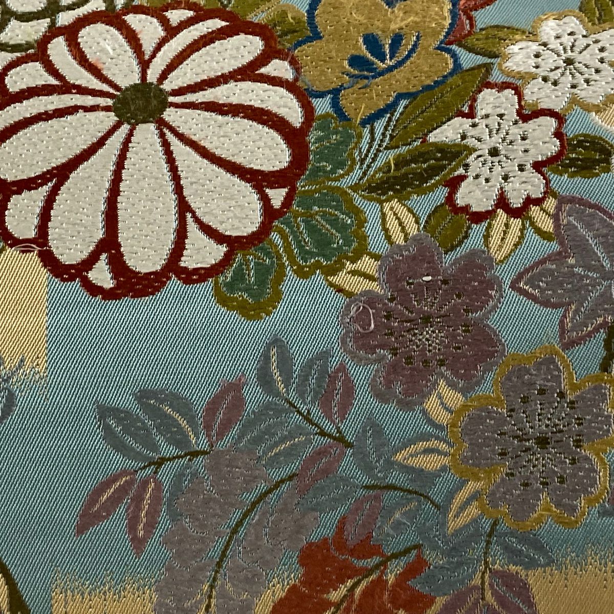 袋帶 秀品級 花丸紋 藤 薄茶 六通 純蠶絲