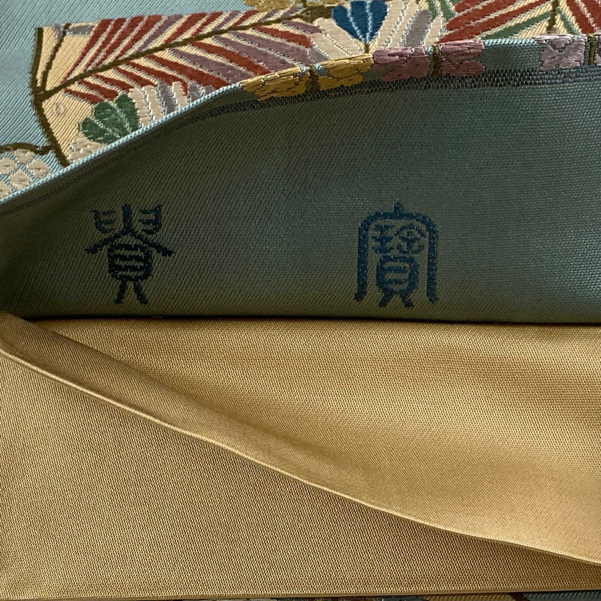 袋帶 秀品級 花丸紋 藤 薄茶 六通 純蠶絲