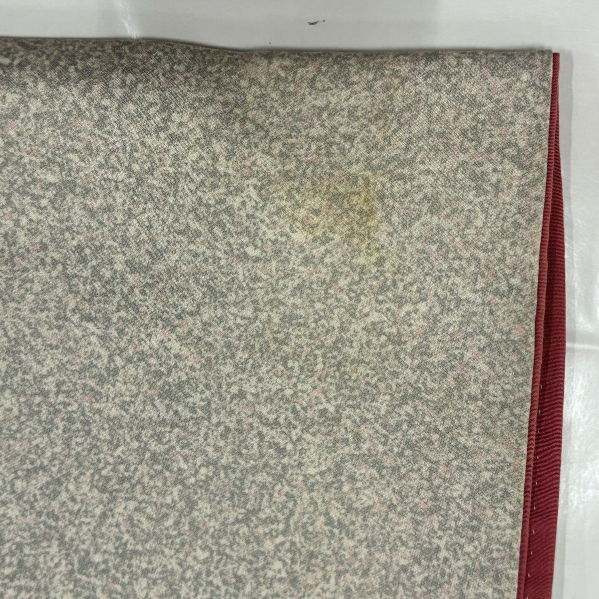 付下 身長153cm 袖長62.5cm S 雙層 草花紋紋 縞紋 拉麵 灰白 純蠶絲 優品級