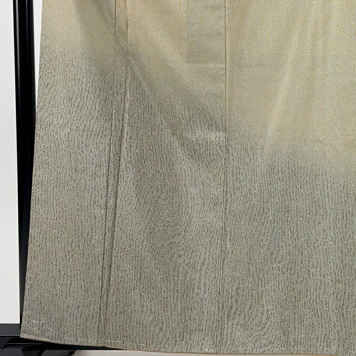 【美品】 付下 身長162cm 袖長63cm S 雙層 大島紬織地 證書齊全 幾何學圖案 茶綠 純蠶絲 名品級