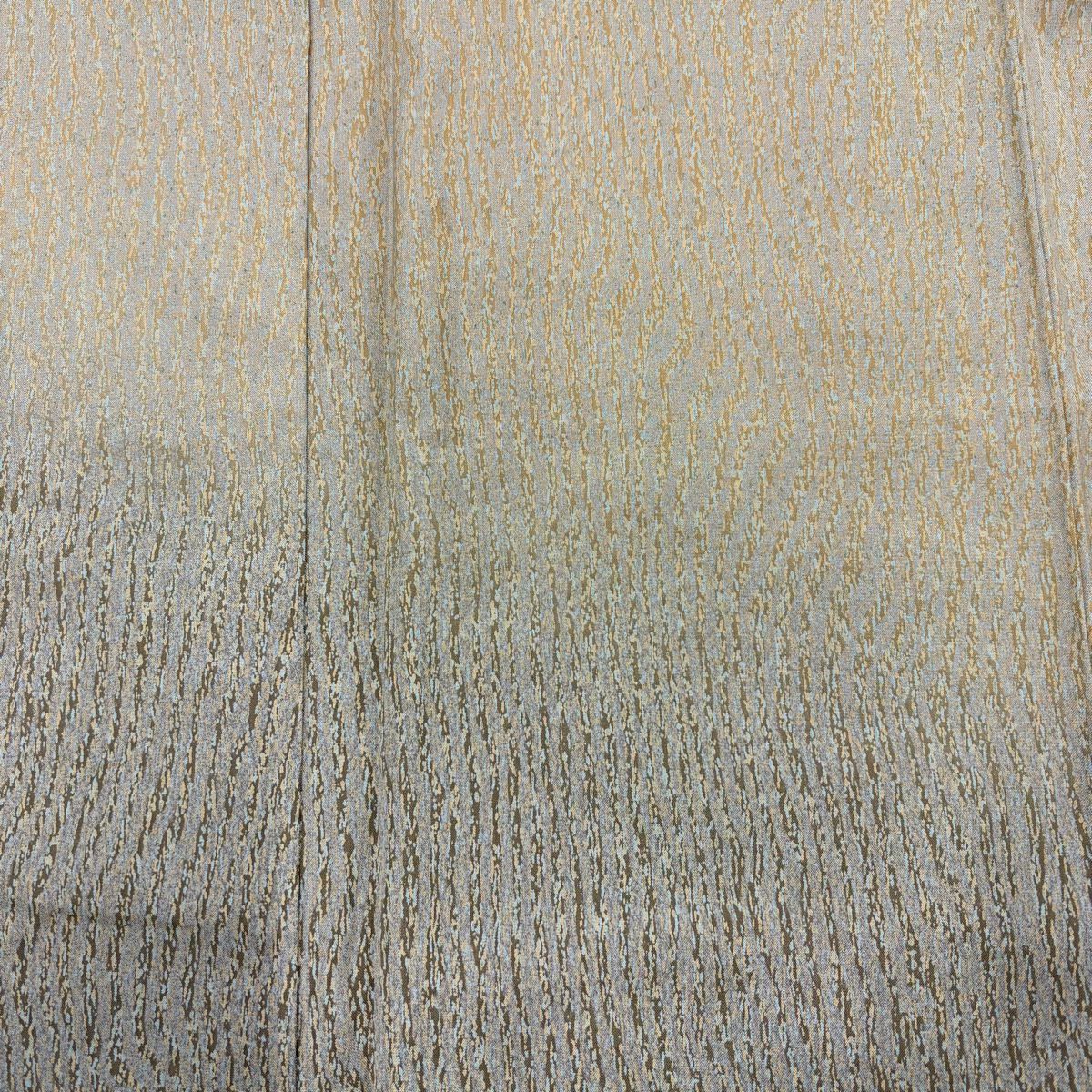 【美品】 付下 身長162cm 袖長63cm S 雙層 大島紬織地 證書齊全 幾何學圖案 茶綠 純蠶絲 名品級