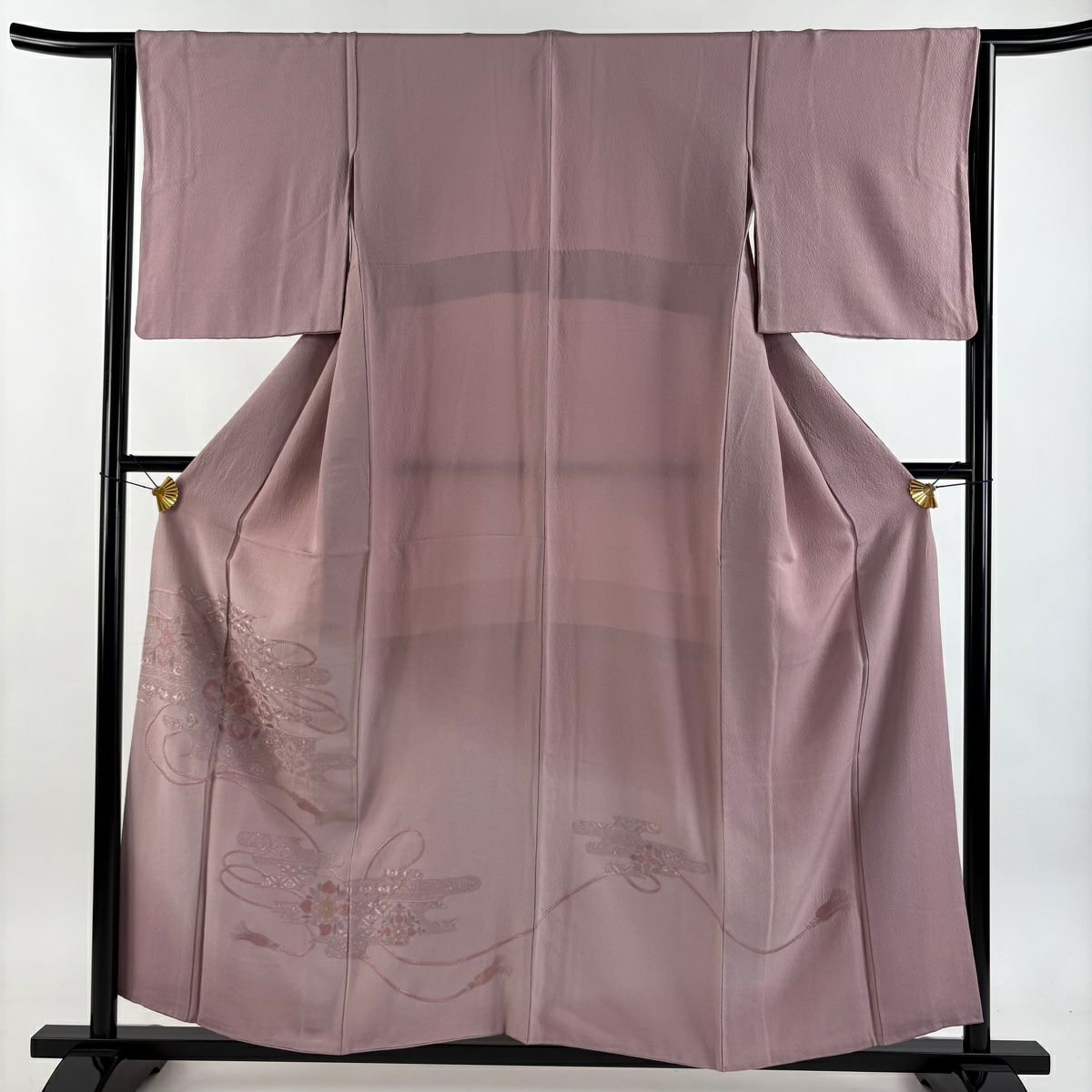 色留袖禮服 身長156.5cm 袖長64cm M 雙層 華紋 ヱ霞 刺繡 漸層 薄紫 純蠶絲 秀品級