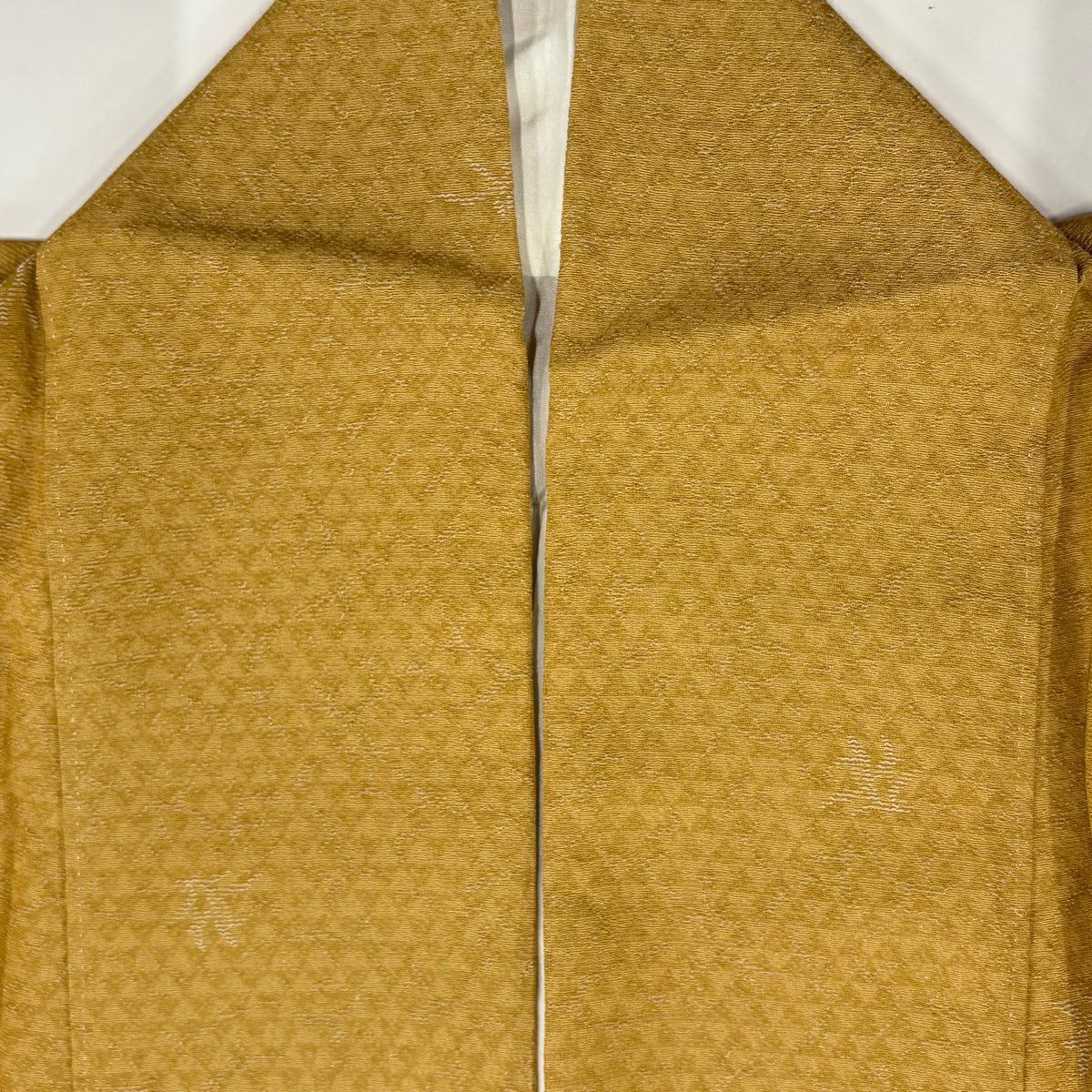 【美品】 小紋 身長156cm 袖長66cm M 雙層 落款あり 草花紋紋 黃土 純蠶絲 秀品級