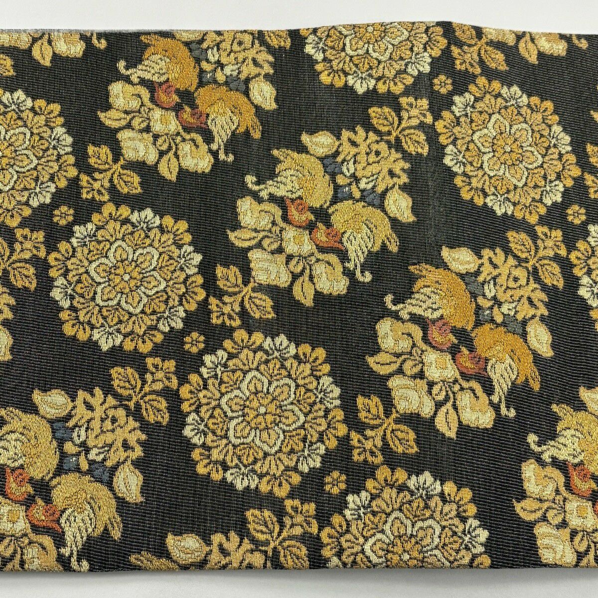 【美品】 袋帶 逸品級 紋屋井關 落款あり 華紋 草花紋紋 金絲 金金箔 墨色 六通 純蠶絲