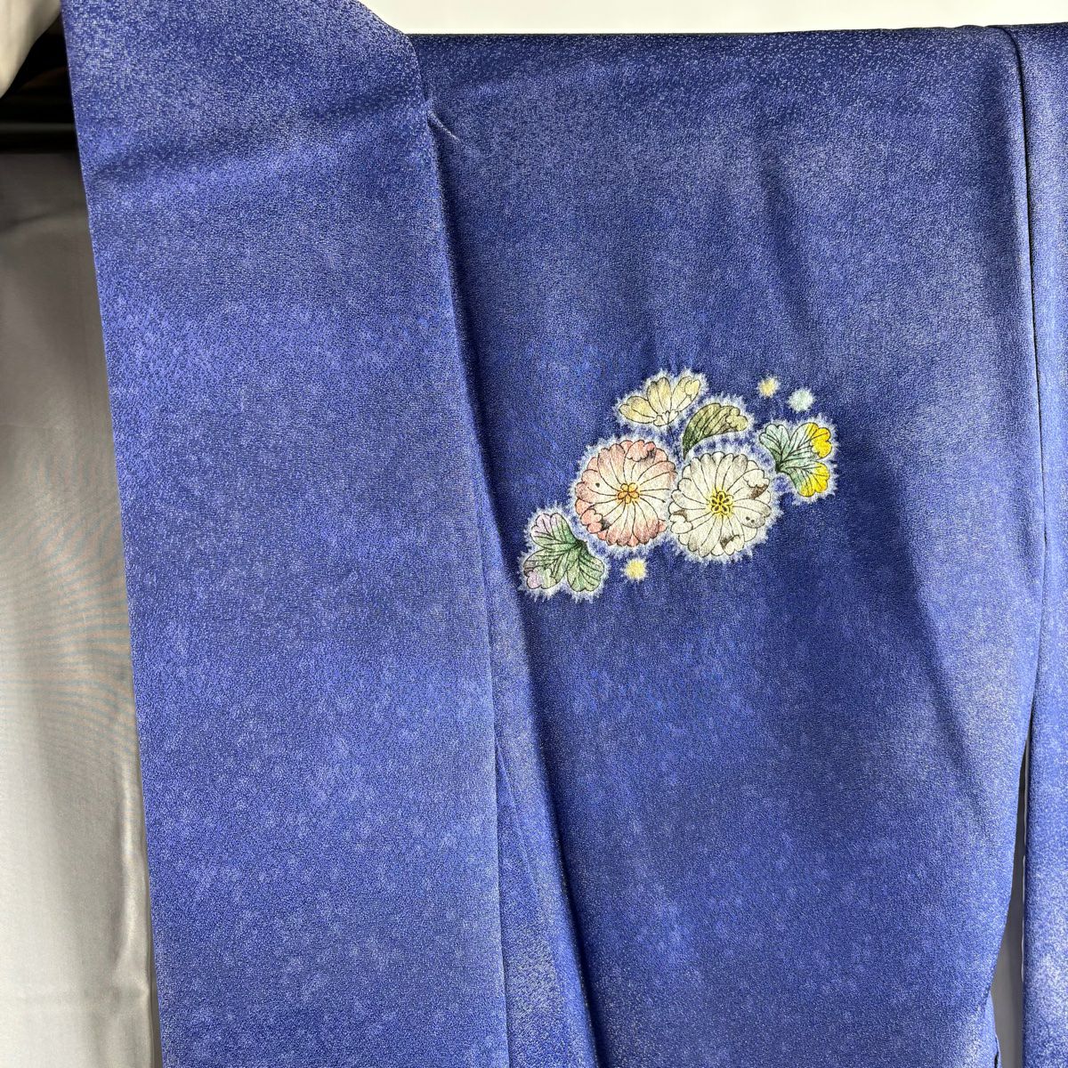 【美品】振袖禮服 身長159cm 袖長66.5cm M 雙層 徳永憲峯 落款あり 辻花染 樹木 銀通し ぼかし 青紫 純蠶絲 逸品級