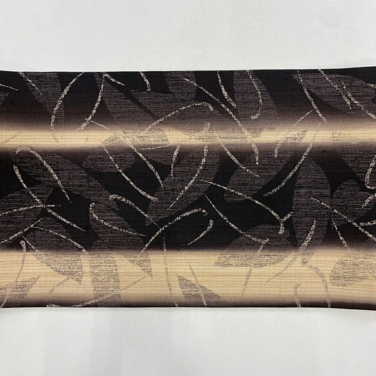 【美品】 袋帶 逸品級 葉紋 花瓣 焦茶 全通 純蠶絲