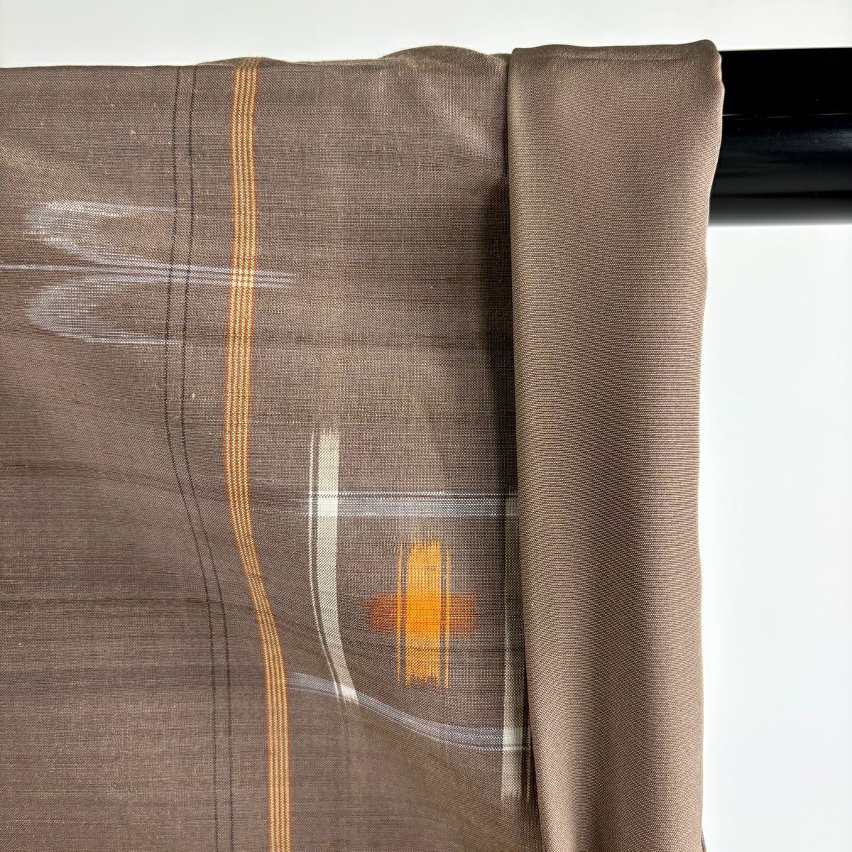 【美品】 紬織 身長153.5cm 袖長62cm S 雙層 琉球本紬織 證書齊全 燕紋 縞紋 灰茶 純蠶絲 逸品級