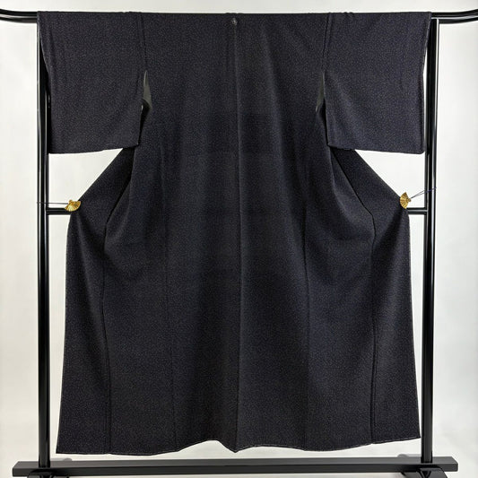 【美品】 小紋 身長152.5cm 袖長65.5cm M 雙層 佐藤昭人 大小霰 深藍 純蠶絲 逸品級 一つ紋